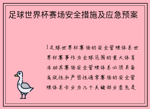 足球世界杯赛场安全措施及应急预案
